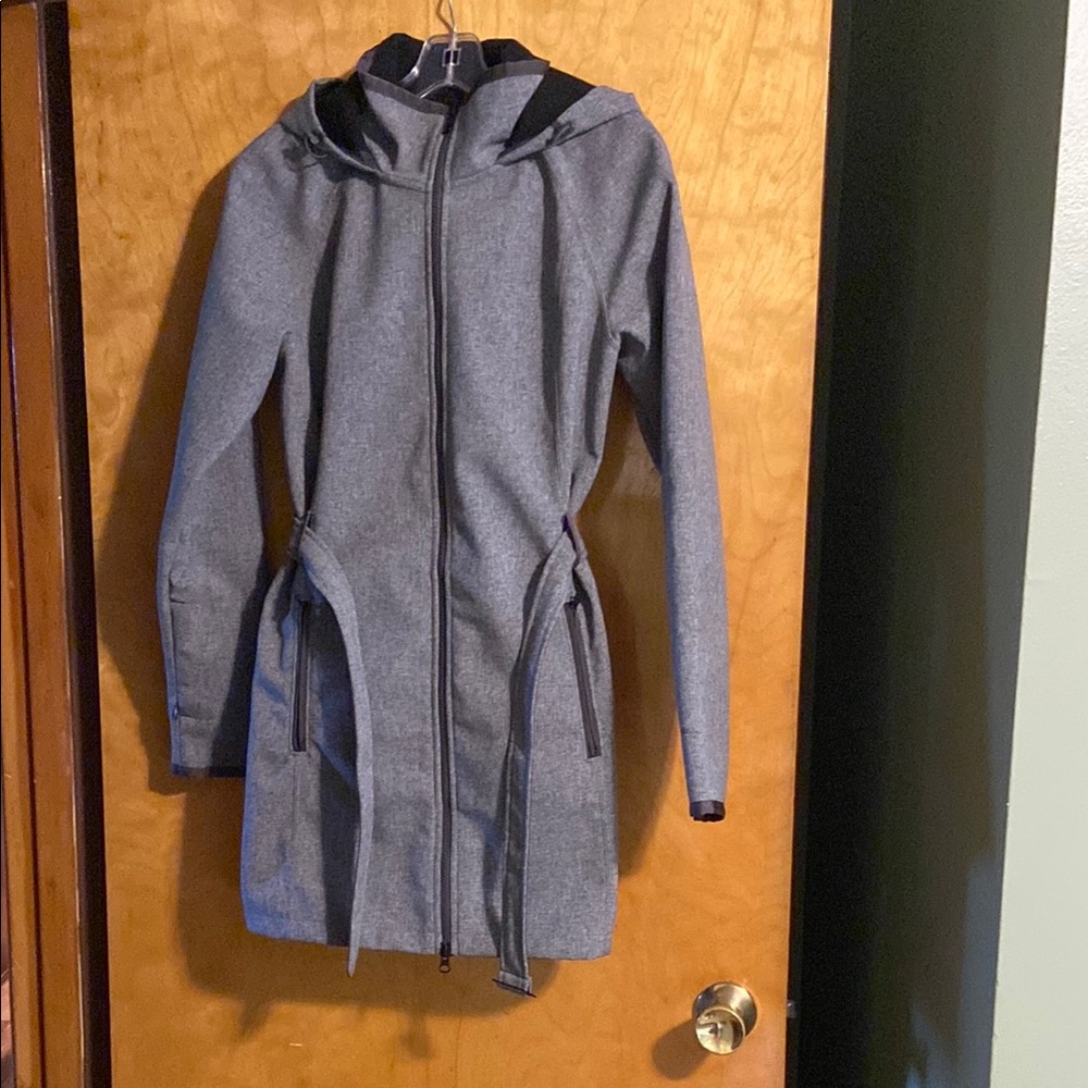 The North Face Gray Trench Coat with Performance Fabric and Hood
